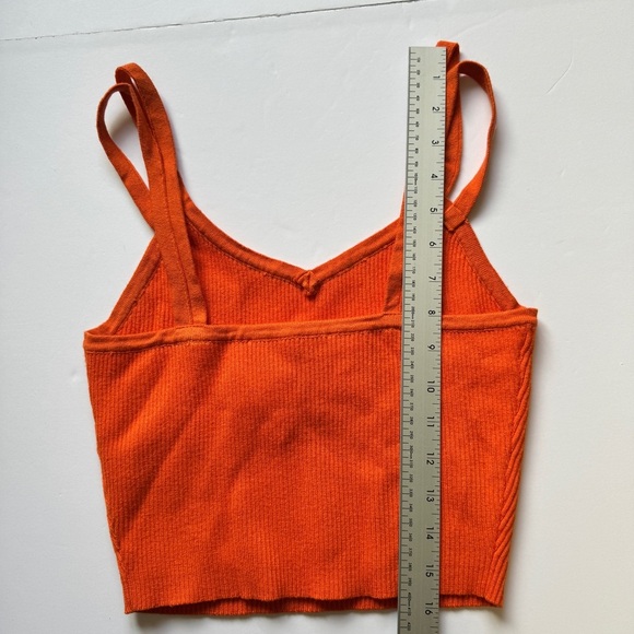 NWT Endless Rose Cropped Top Double Shoulder Strap Knit Cami Orange Ribbed Sz S - Picture 8 of 8